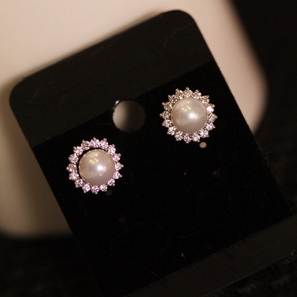 Sunflower Shape Pearl Earrings 061010 on Luulla